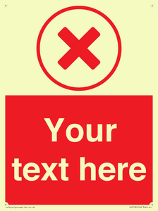 Custom red background, red cross in circle sign